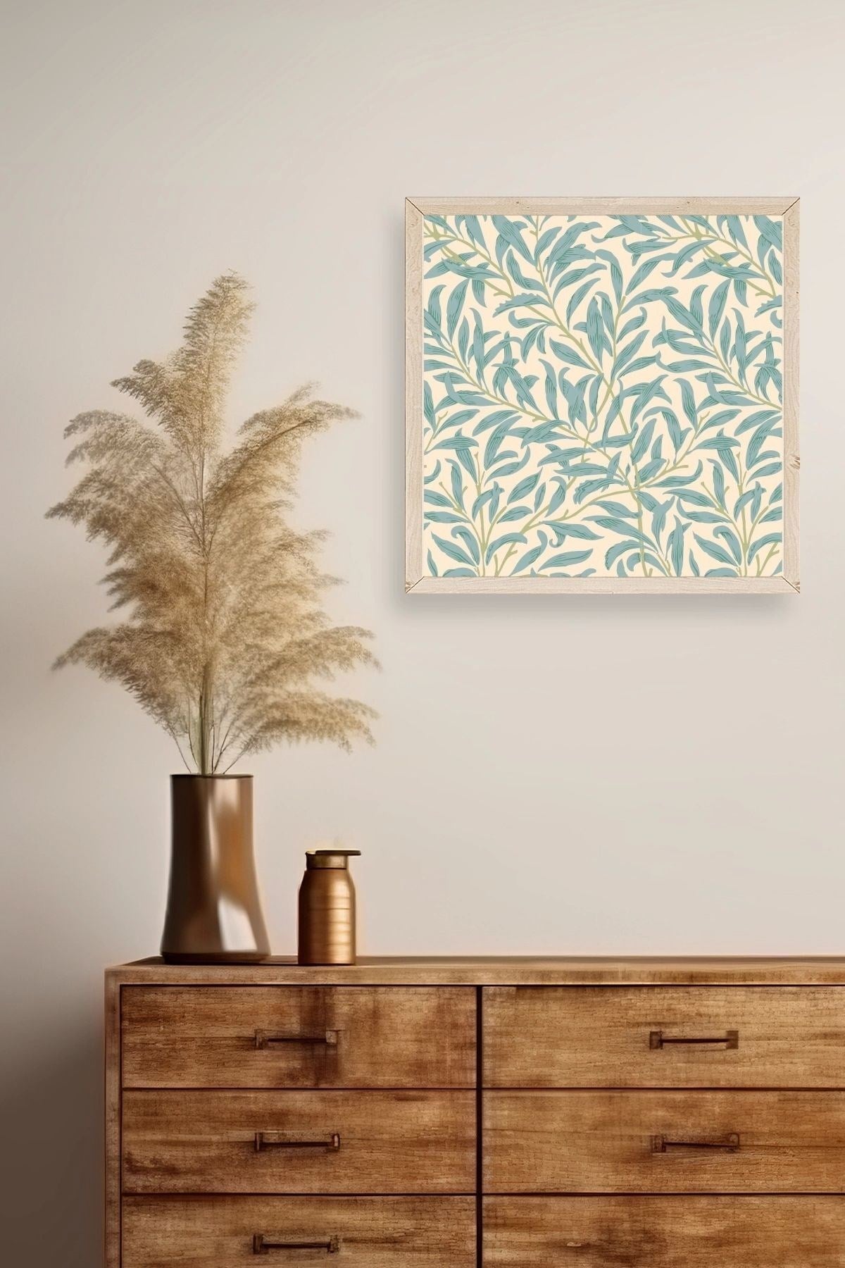 Yaprak Ahşap Çerçeveli Tablo 42 x 42