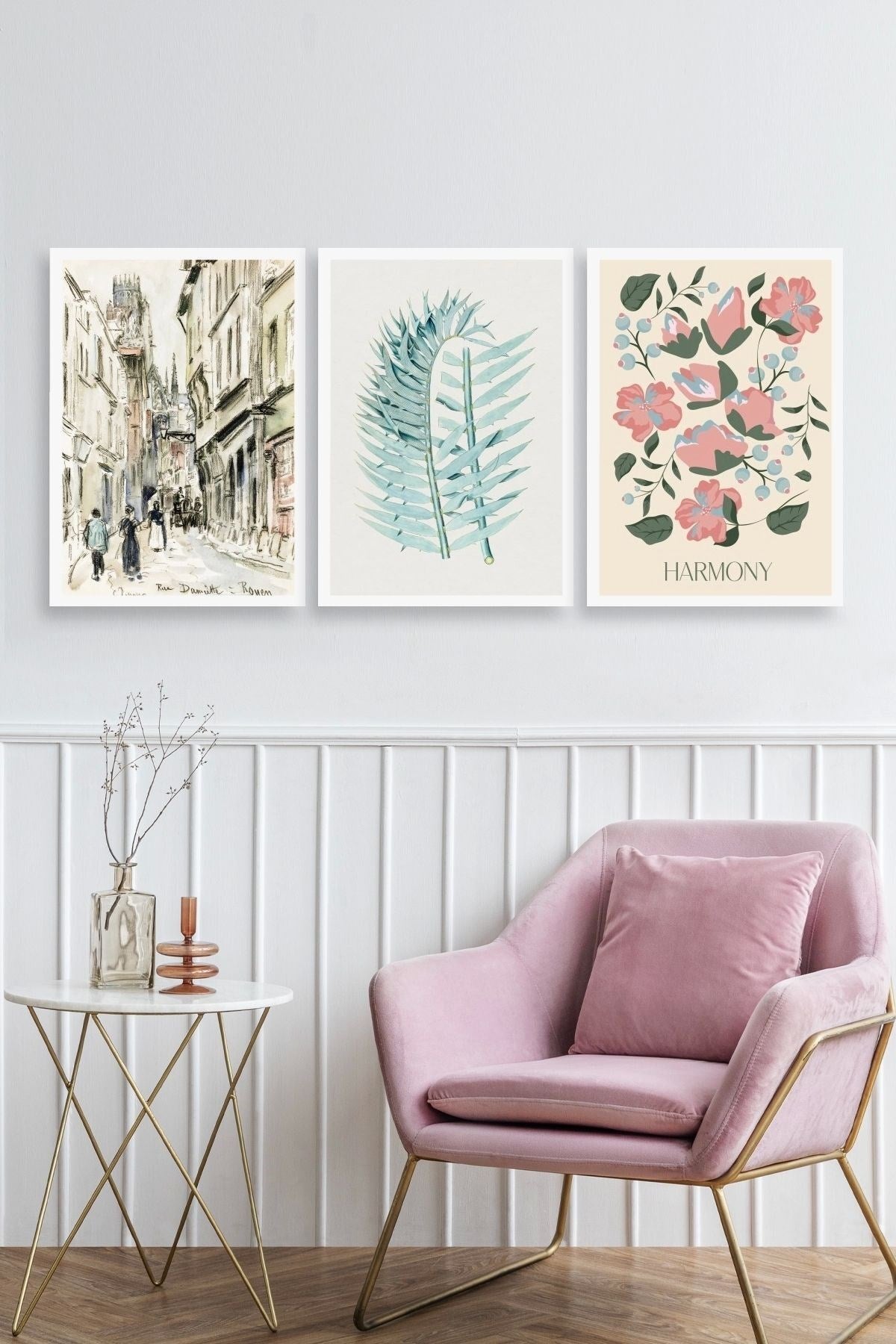 Harmony Üçlü Ahşap Çerçeveli Tablo 50 x 70