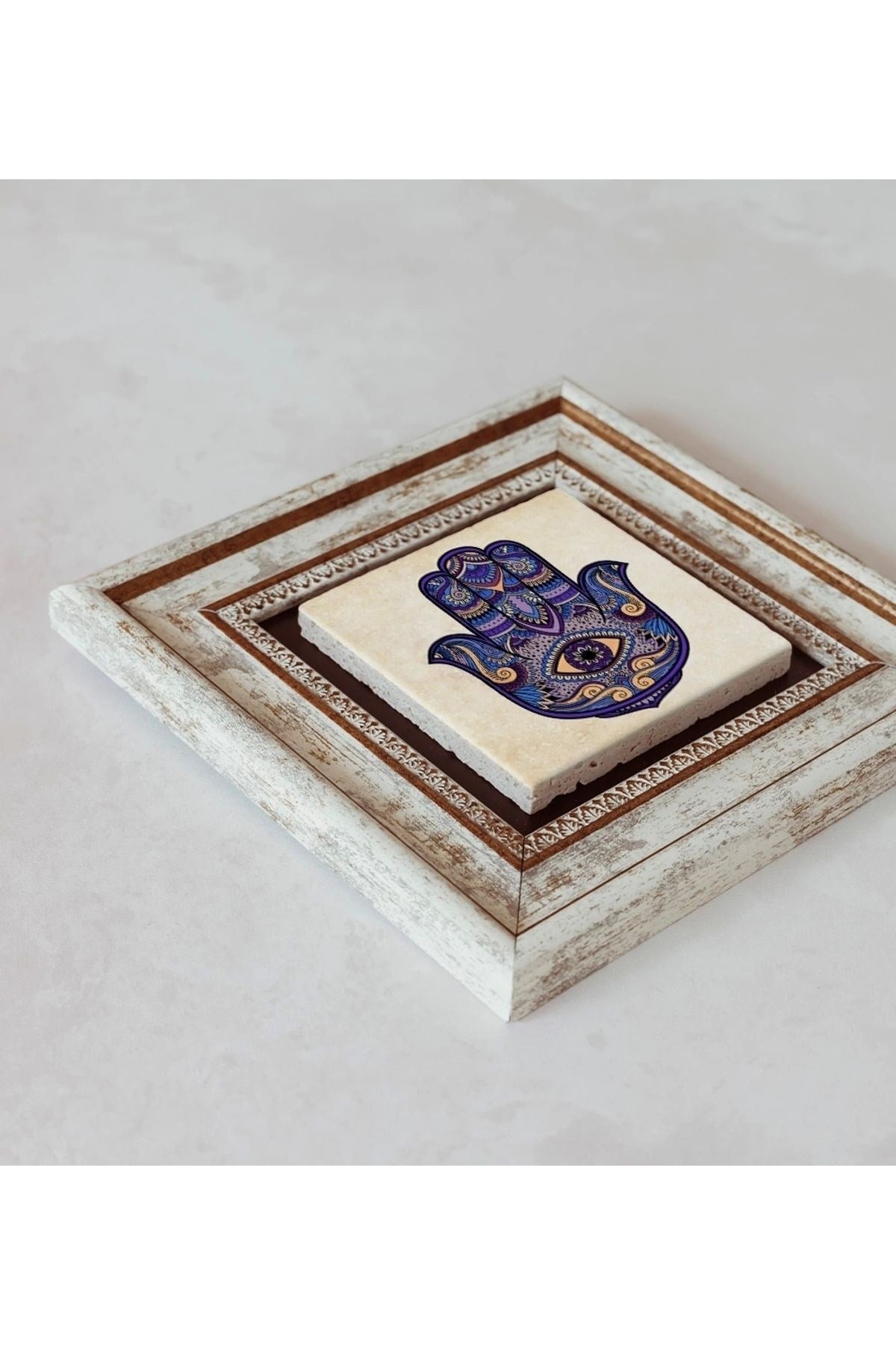 Fatıma Ana Eli Çerçeveli Taş Tablo 20 cm