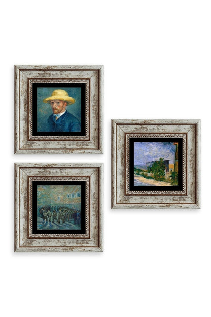 Van Gogh 3 lü Set Çerçeveli Taş Tablo 20 cm