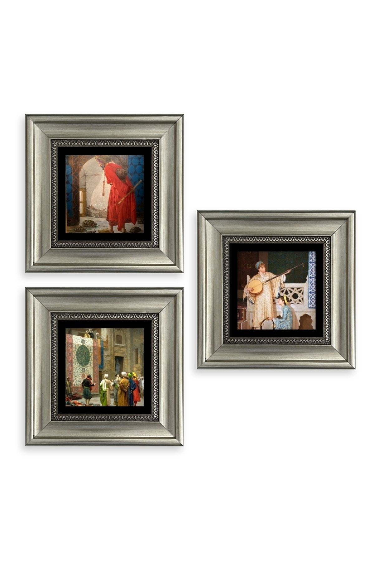 Osman Hamdi Bey 3 lü Set Çerçeveli Taş Tablo 20 cm