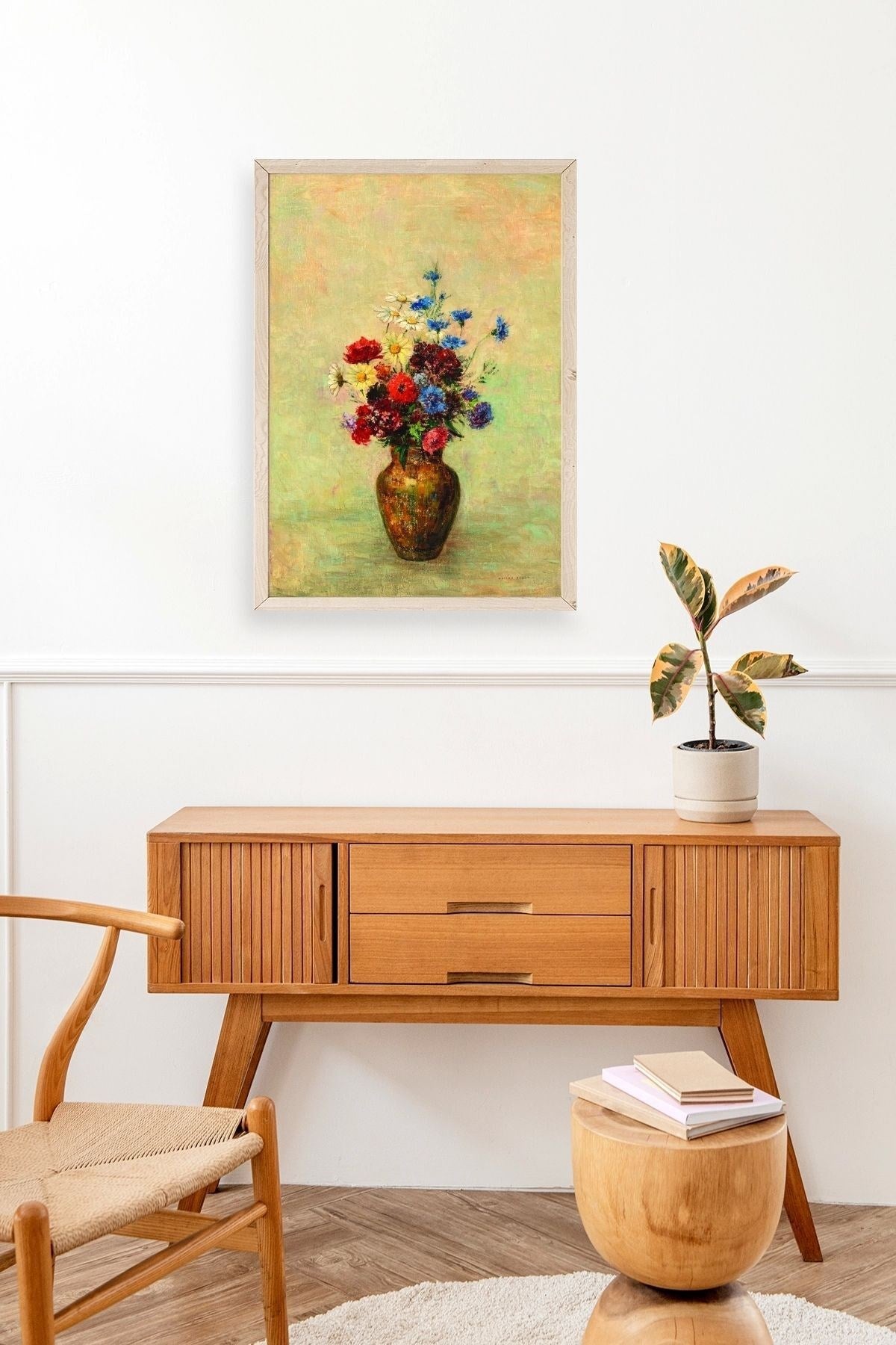 Vazoda Çiçek Ahşap Çerçeveli Tablo 50 x 70