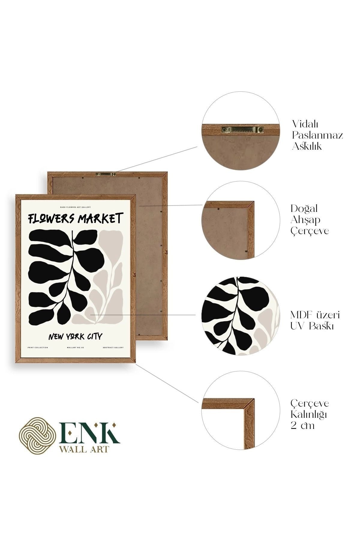 Flower Market Üçlü Ahşap Çerçeveli Tablo 23 x 30