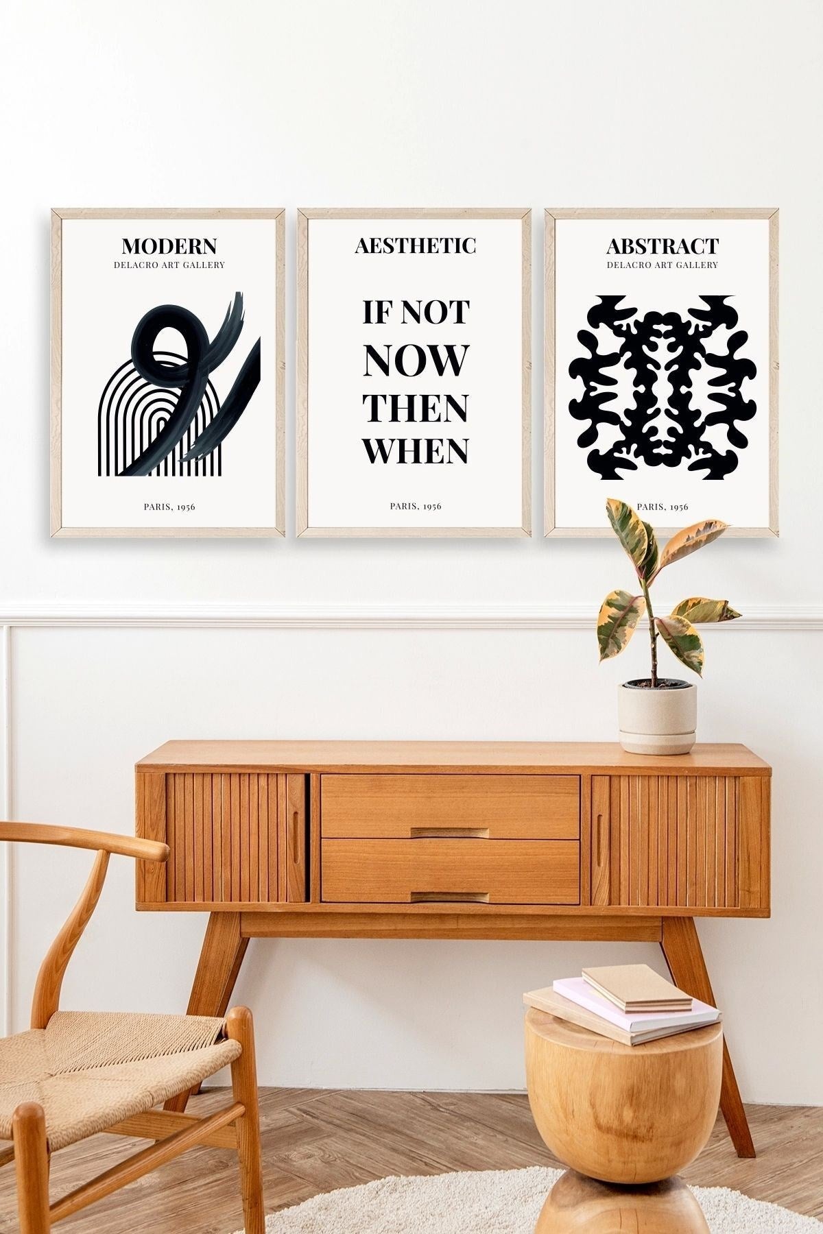 Modern Üçlü Ahşap Çerçeveli Tablo 40 x 60