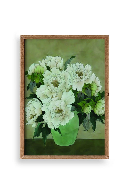 Çiçekler Ahşap Çerçeveli Tablo 30 x 42