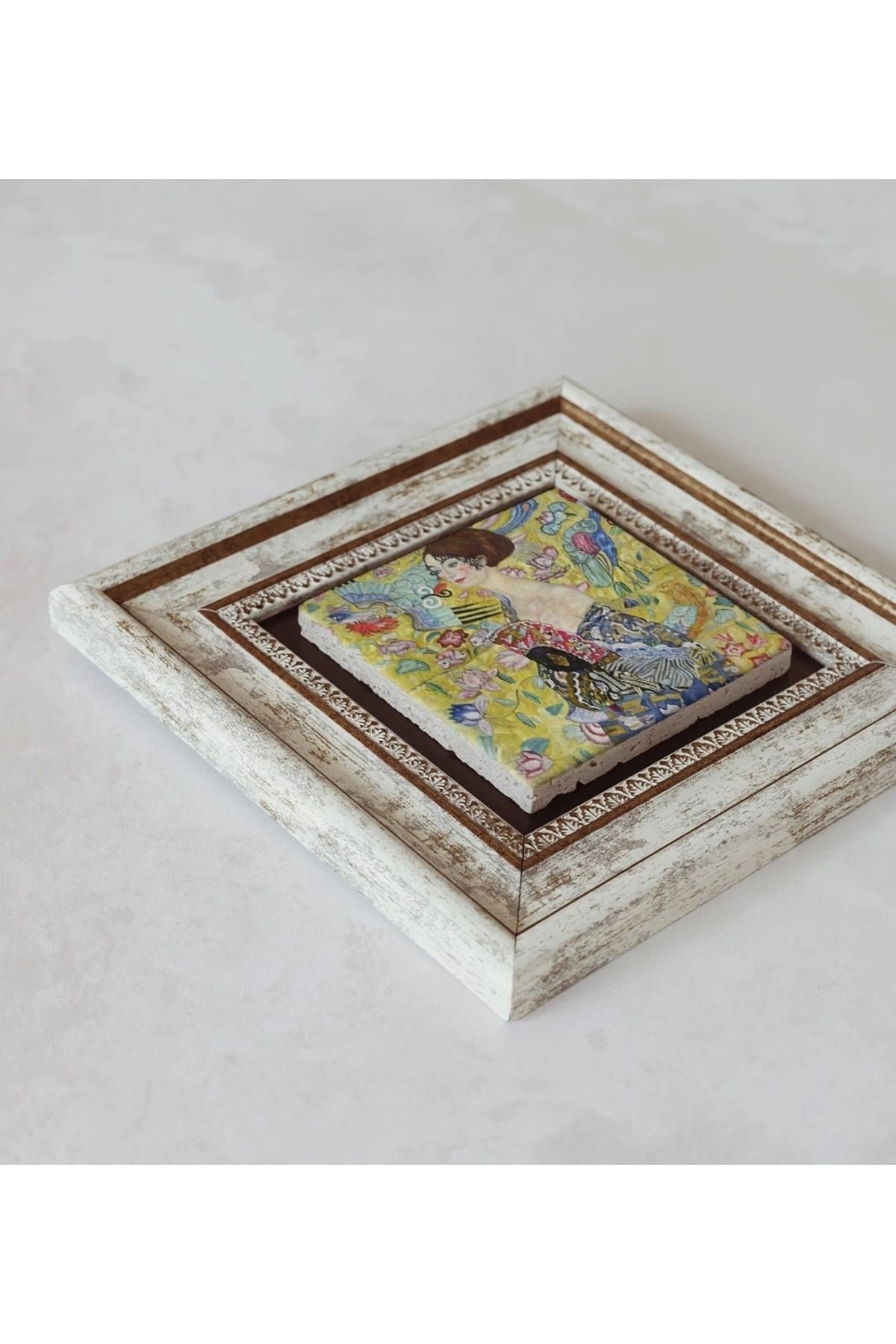 Gustav Klimt Çerçeveli Taş Tablo , Çerçeveli Taş Duvar Dekoru 20 cm