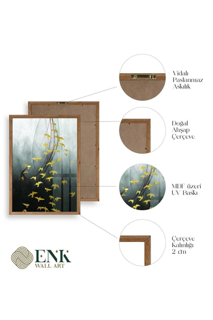 Manzara Üçlü Ahşap Çerçeveli Tablo 50 x 70