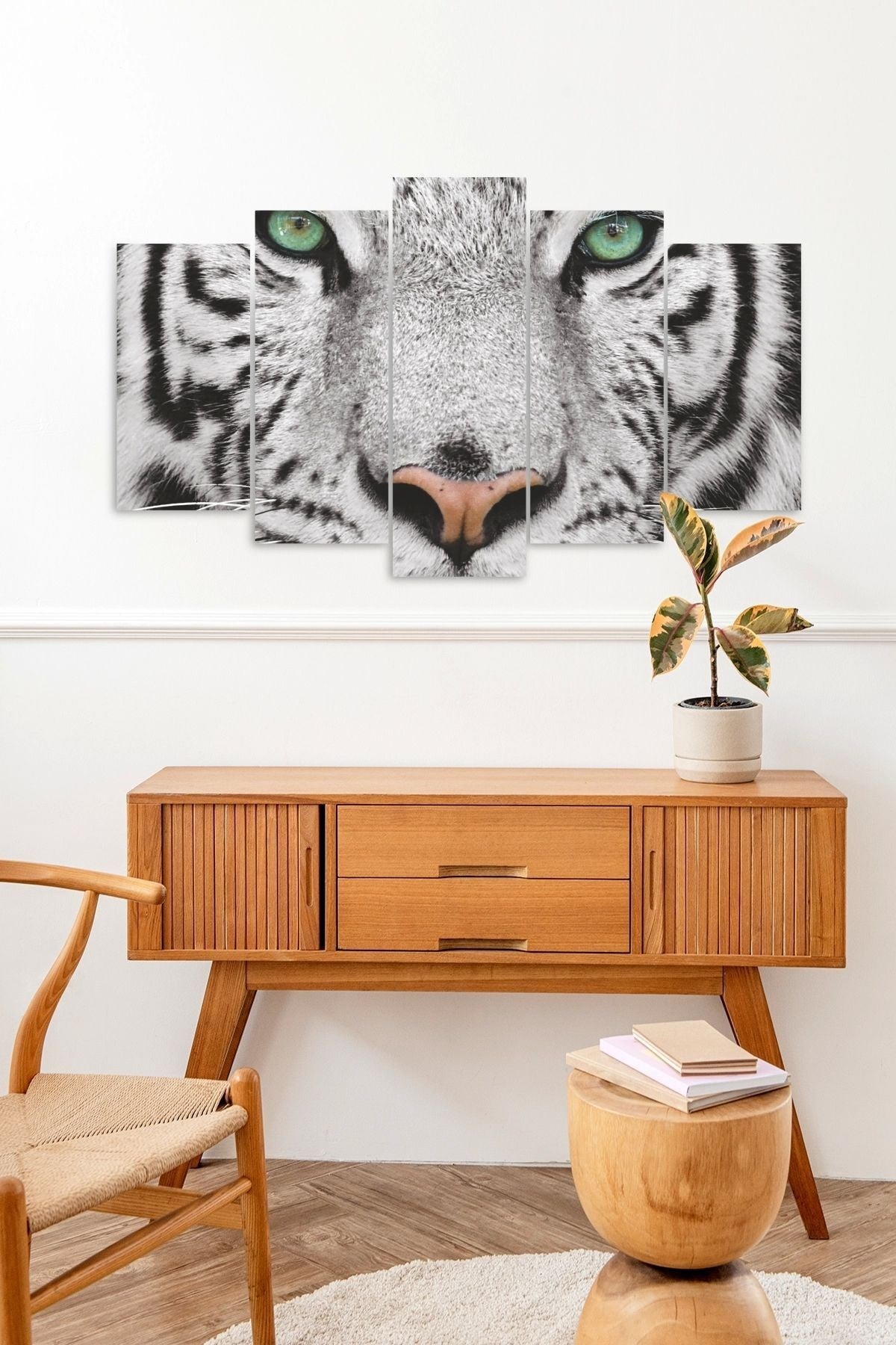 Kaplan Bakışı Manzara 5 Parçalı Mdf Tablo 60 x 100