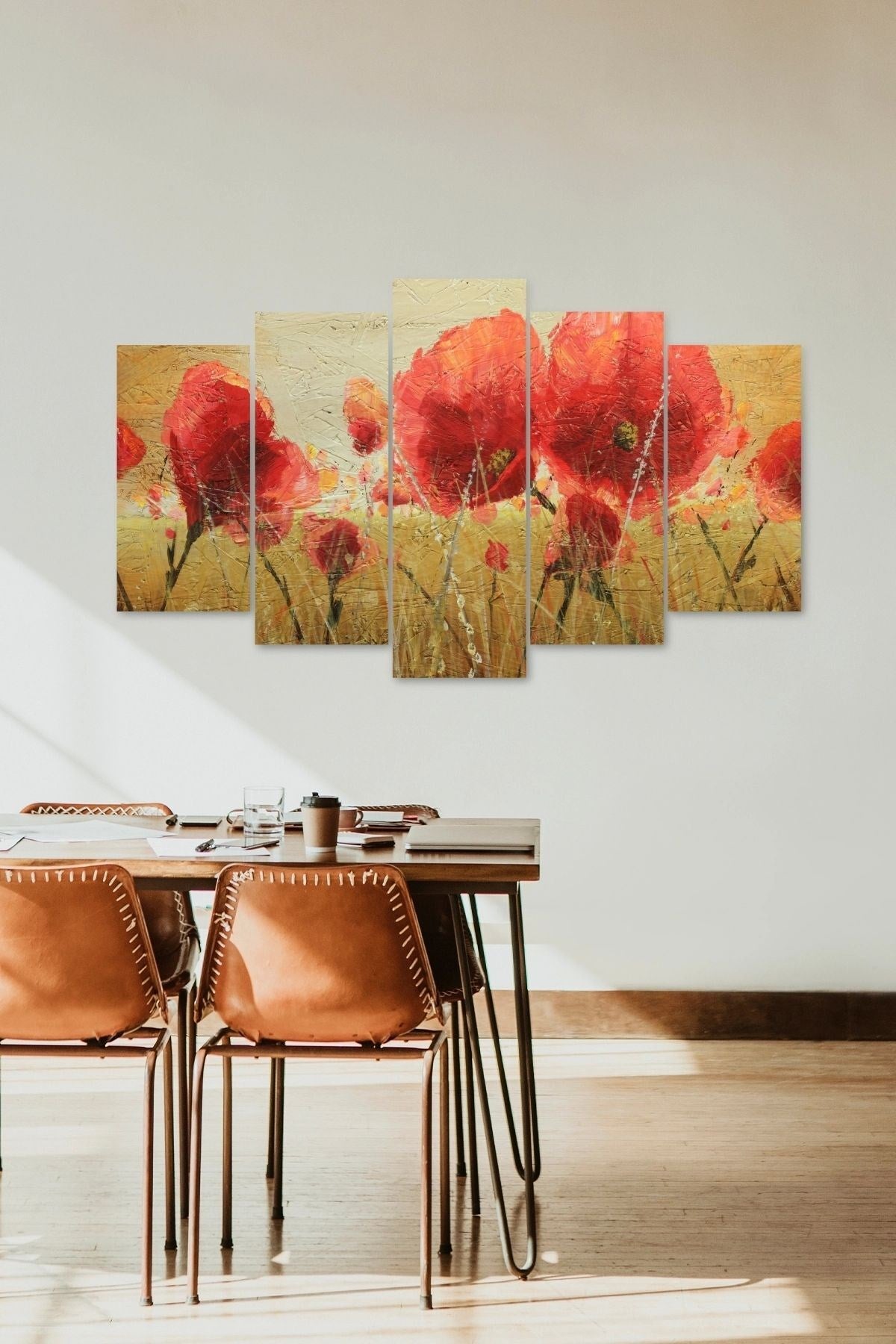 Çiçek Bahçesi 5 Parçalı Mdf Tablo 60 x 100