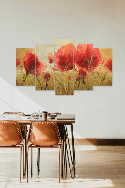 Çiçek Bahçesi 5 Parçalı Mdf Tablo 60 x 100