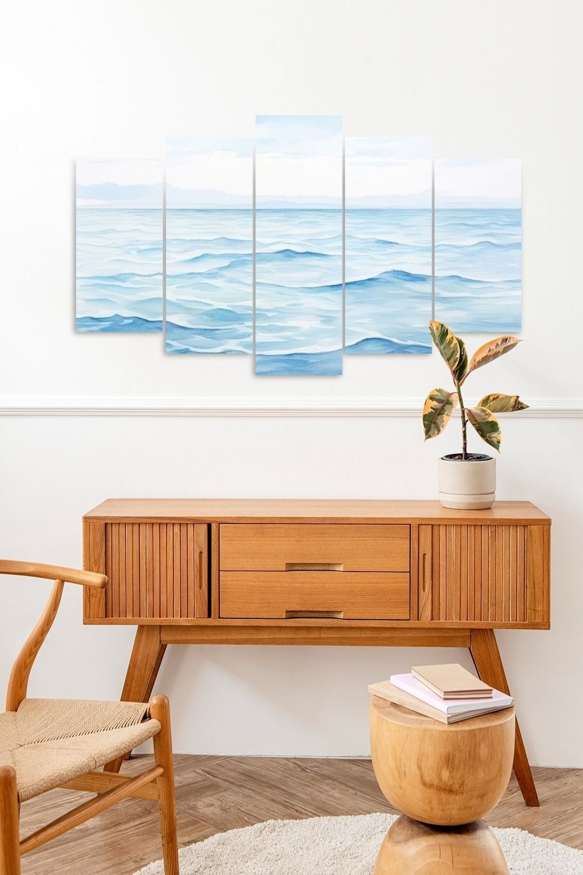 Deniz Manzarası 5 Parçalı Mdf Tablo 60 x 100