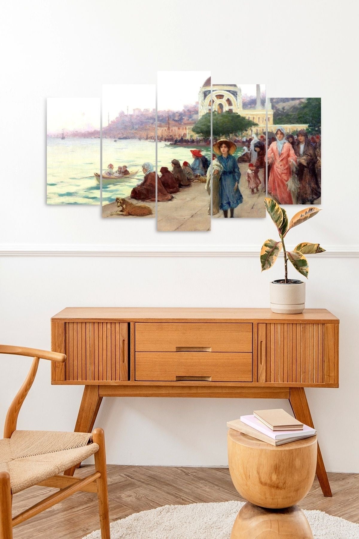 Deniz ve İnsanlar 5 Parçalı Mdf Tablo 60 x 100