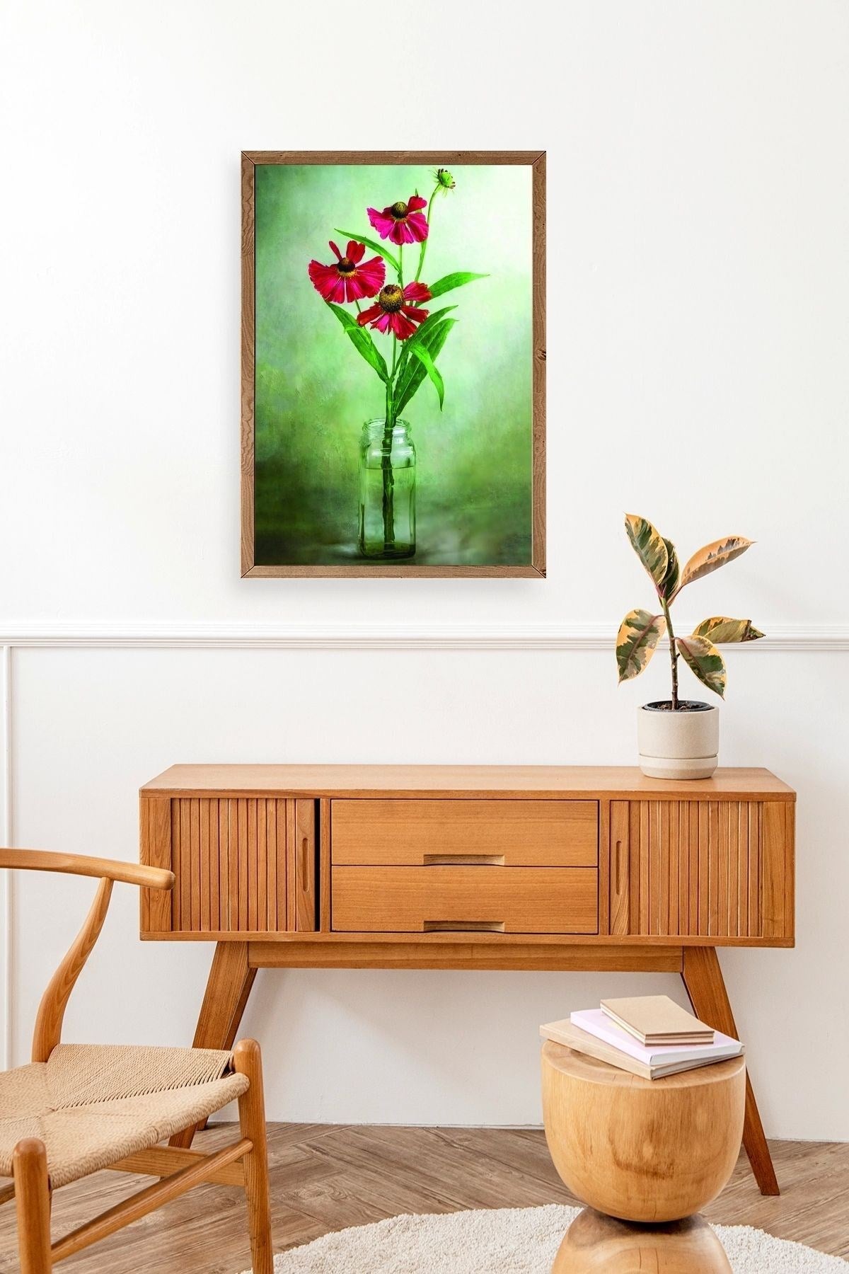 Çiçekler Ahşap Çerçeveli Tablo 50 x 70