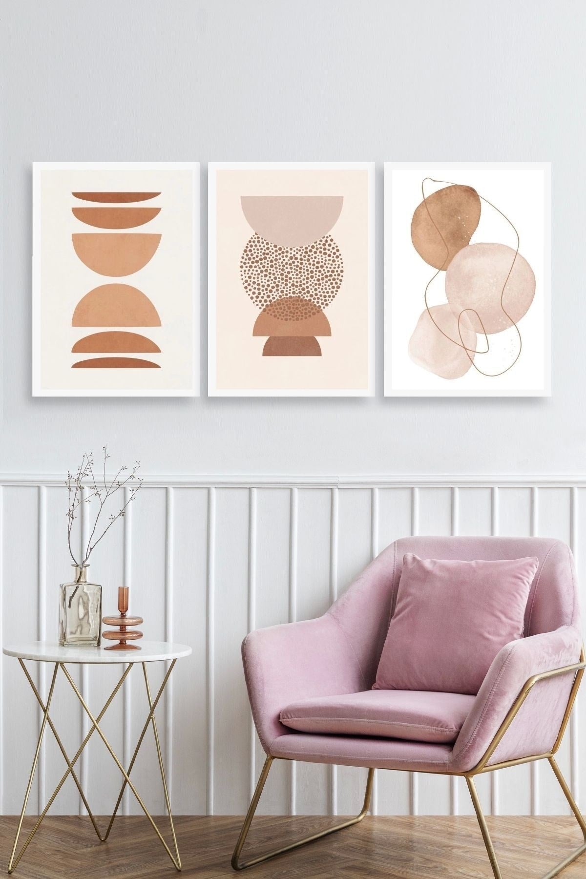 Modern Üçlü Ahşap Çerçeveli Tablo 40 x 60