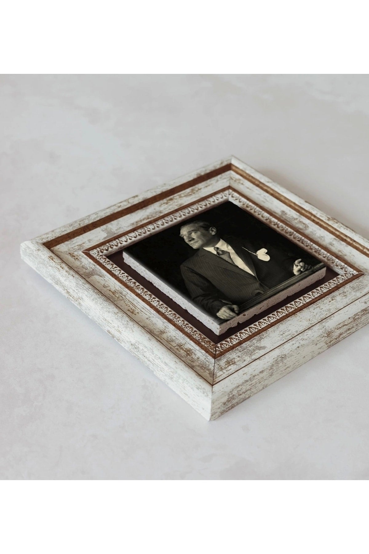 Atatürk Çerçeveli Taş Tablo , Çerçeveli Taş Duvar Dekoru 20 cm