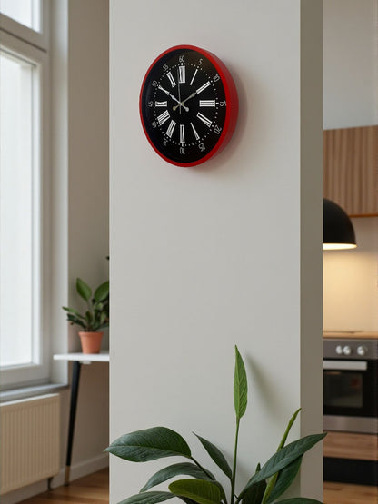 Zentime 36 Cm Kırmızı Dekoratif Duvar Saati