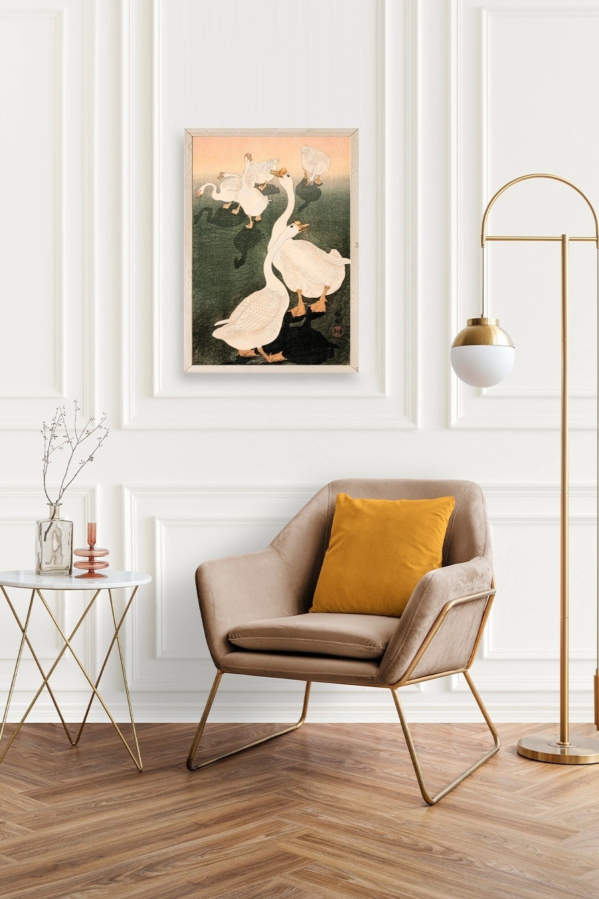 Kuğular Ahşap Çerçeveli Tablo 23 x 30