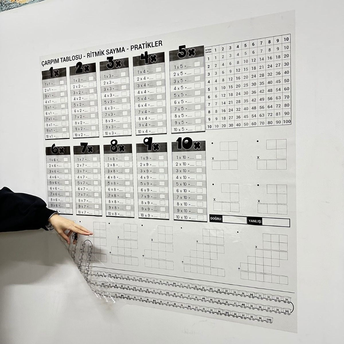 BUFFER® Çarpım Tablosu Ezberleme Manyetik Duvar Stickerı 105 x 100 cm