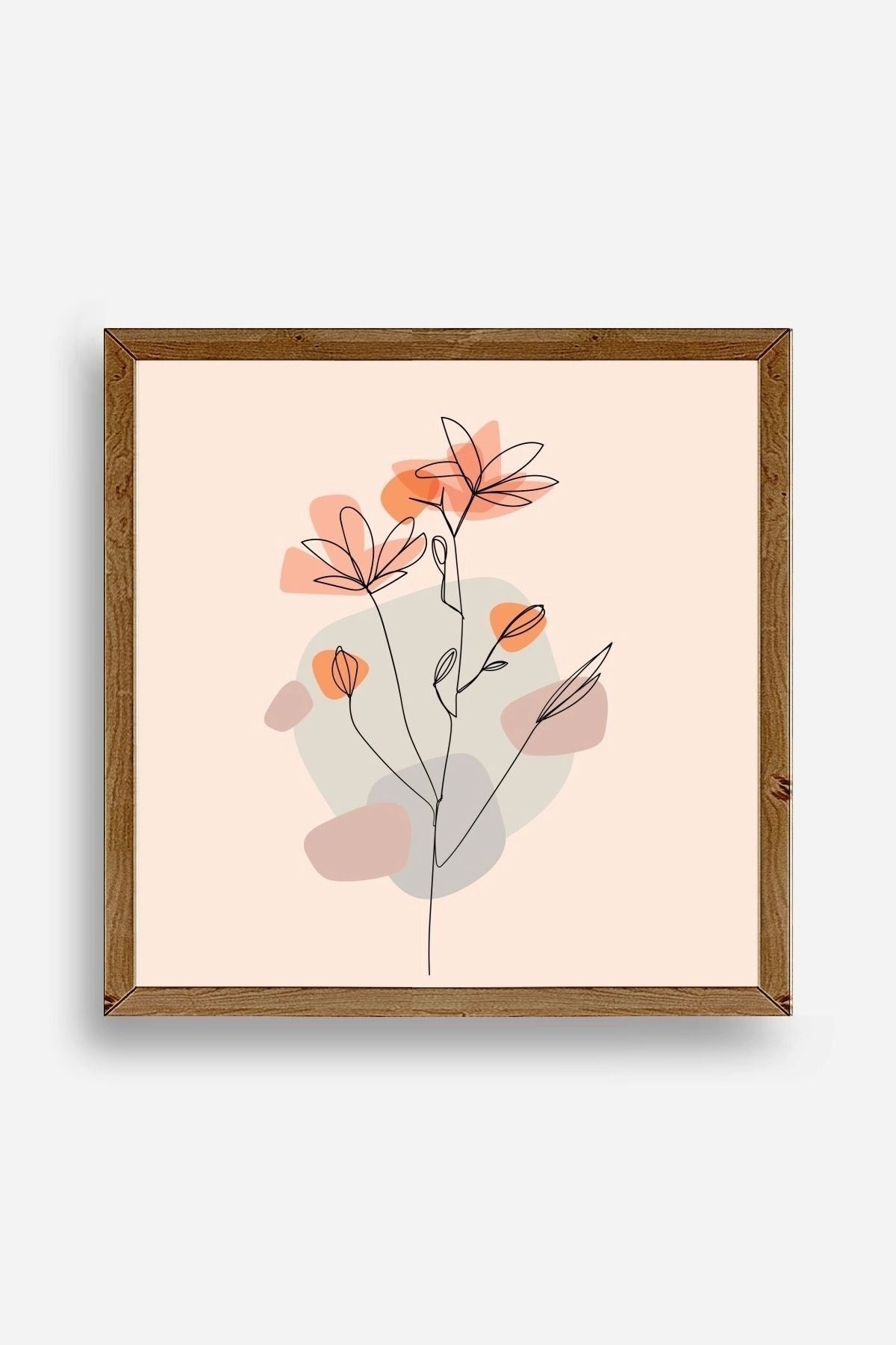 Çiçek Ahşap Çerçeveli Tablo 50 x 50