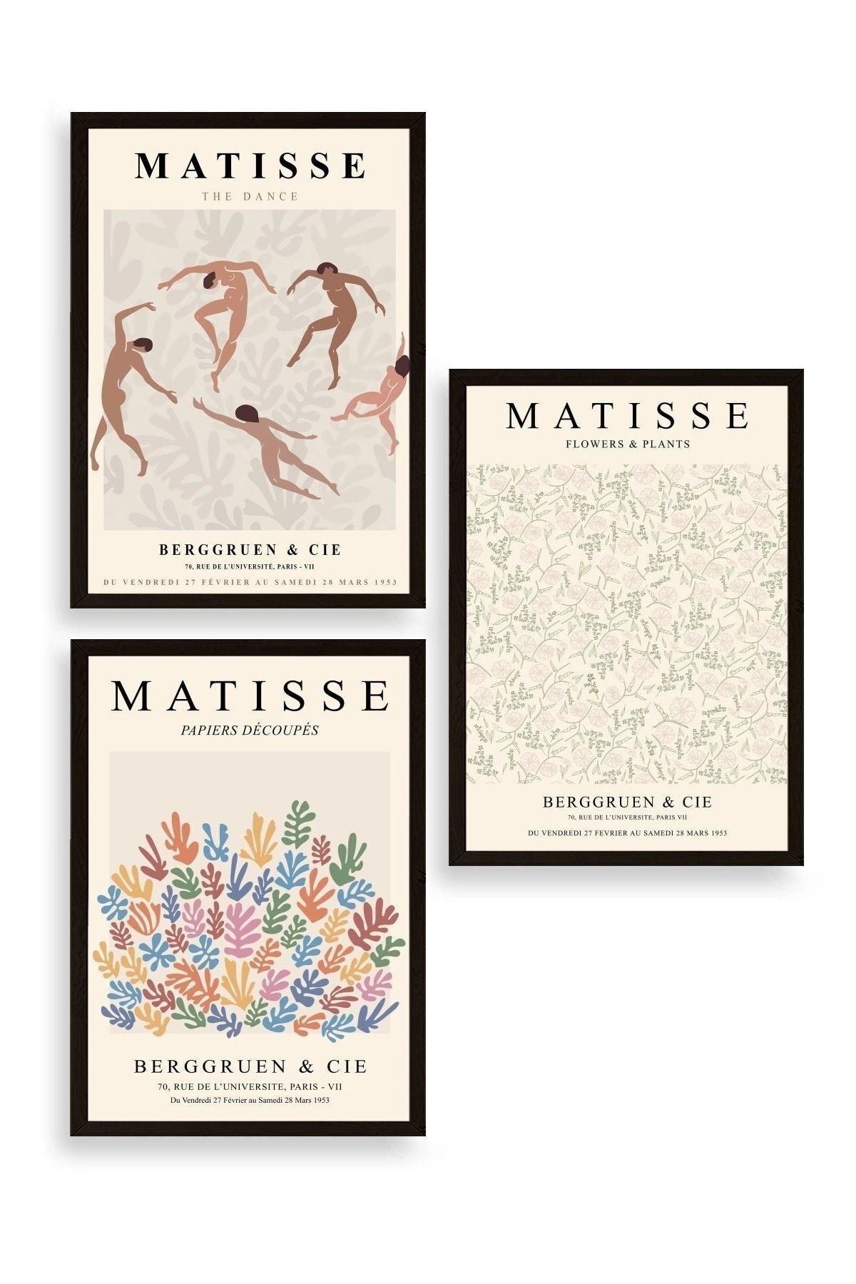 Matisse Üçlü Ahşap Çerçeveli Tablo 50 x 70