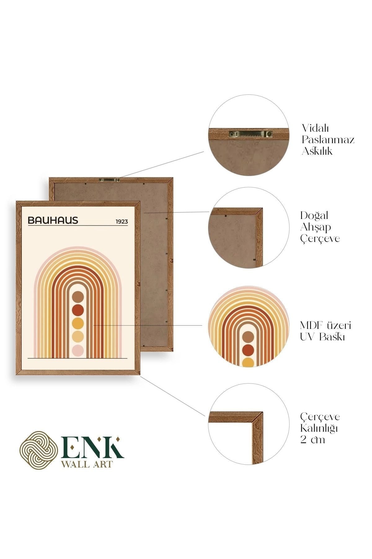 Bauhaus Üçlü Ahşap Çerçeveli Tablo 50 x 70