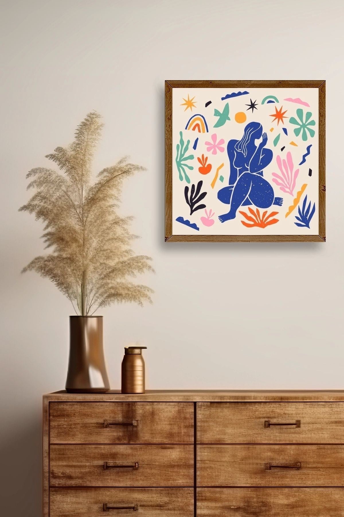 Kadın Ahşap Çerçeveli Tablo 50 x 50