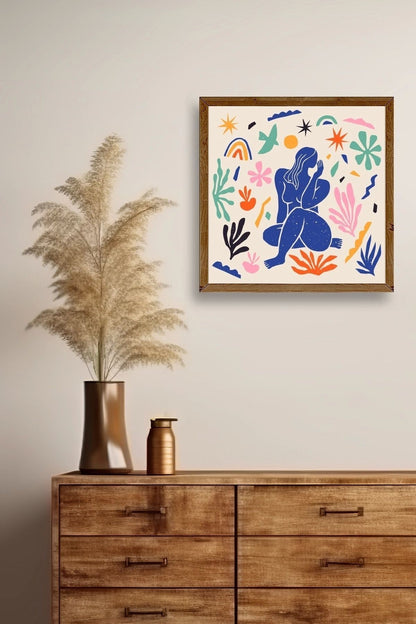 Kadın Ahşap Çerçeveli Tablo 50 x 50