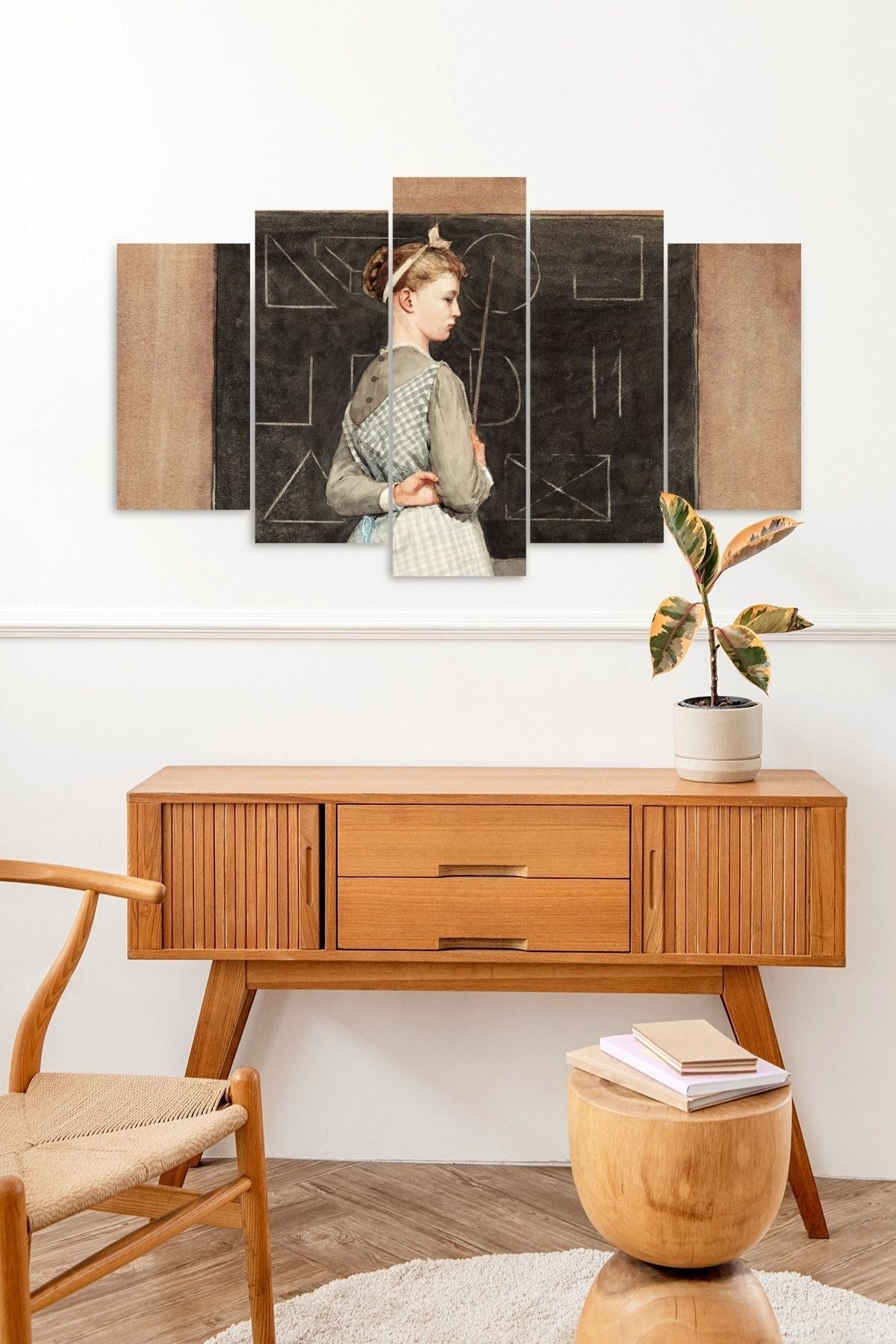 Kadın Manzarası 5 Parçalı Mdf Tablo 60 x 100