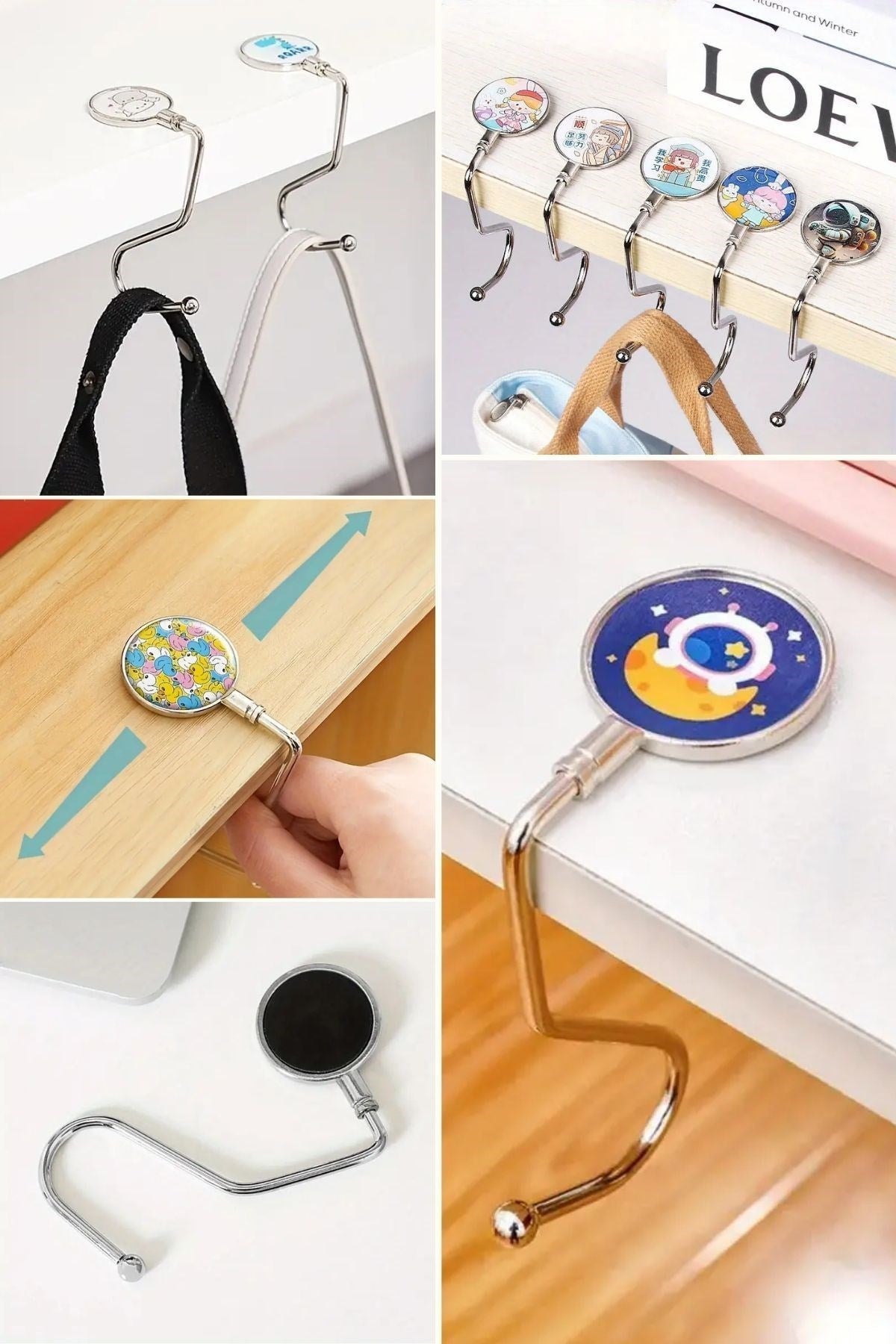 BUFFER® Masaya Takılabilen Çanta Askısı Çanta Tipi Pratik Metal Çanta Kanca