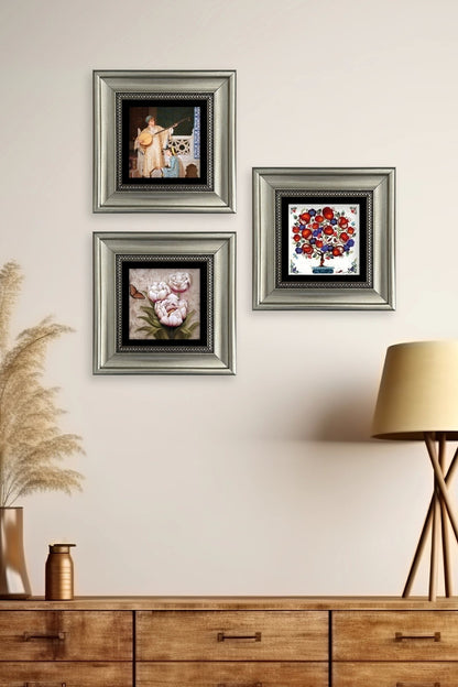 Mistik 3 lü Set Çerçeveli Taş Tablo 20 cm