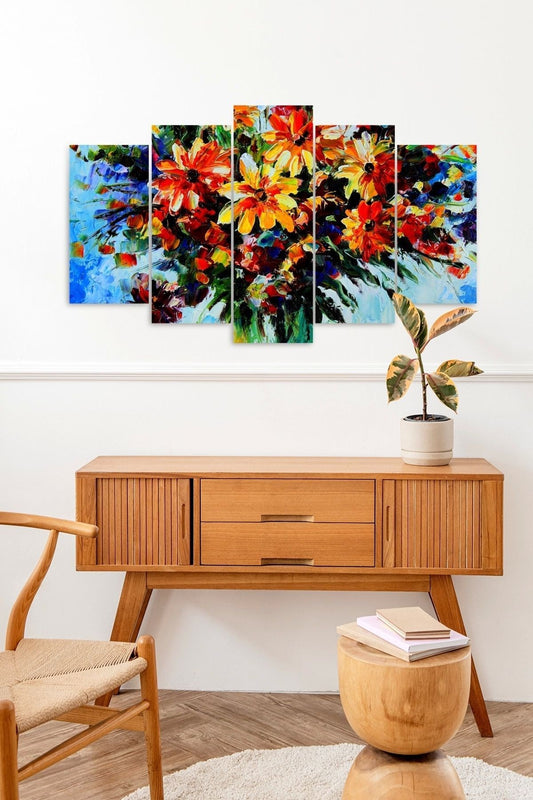 Çiçekler 5 Parçalı Mdf Tablo 60 x 100