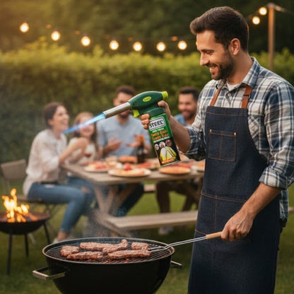 BUFFER® Outdoor Kamp, Piknik ve Tamir İşleri İçin Kamp Gazı Seti – Taşınabilir Pürmüz Alev Tabancası ve Yüksek Performanslı Gaz Kartuşu