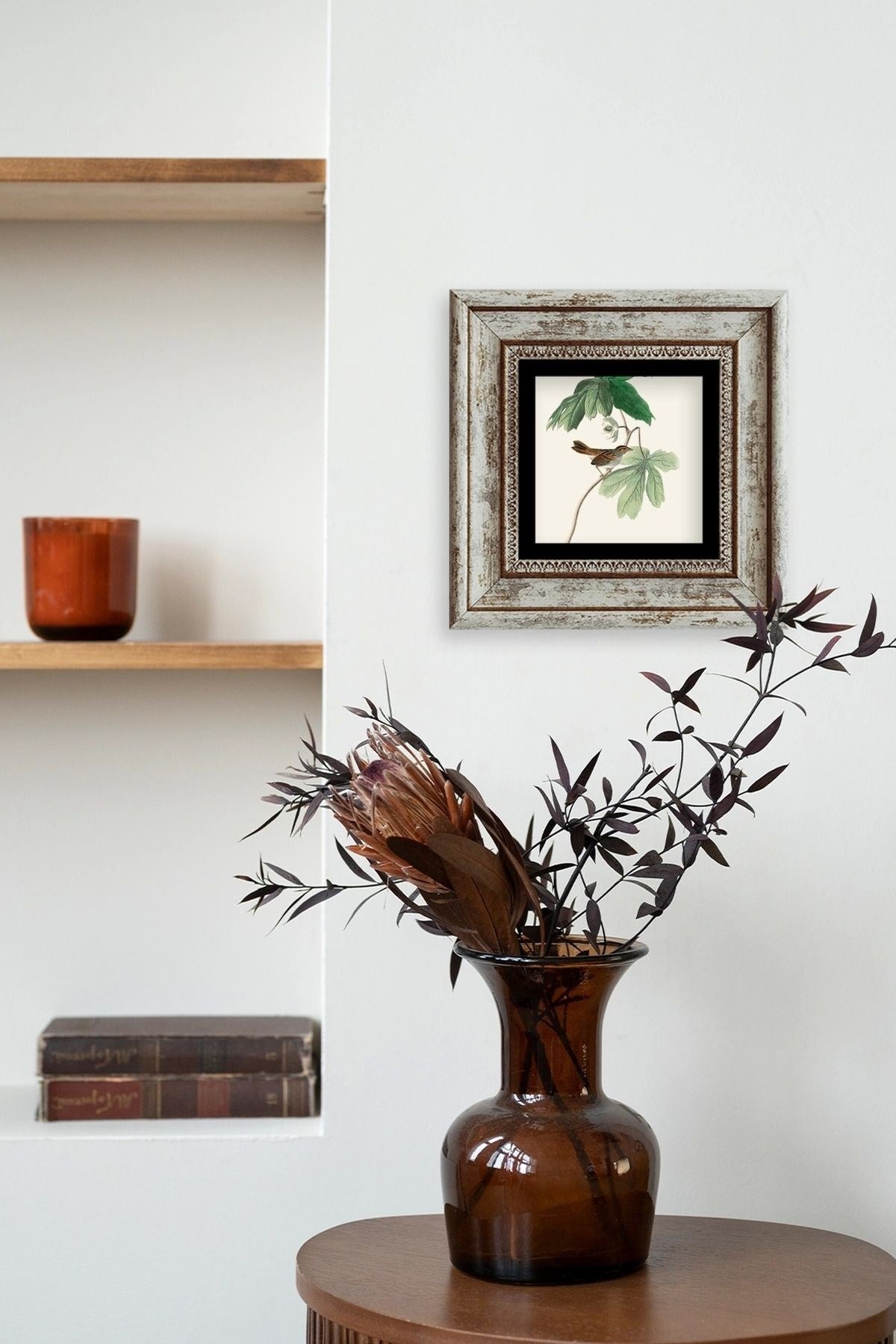 Yapraklar Çerçeveli Taş Tablo 20 cm