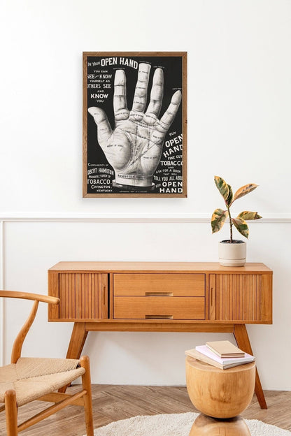 Avuç Okuma Rehberi Ahşap Çerçeveli Tablo 23 x 30