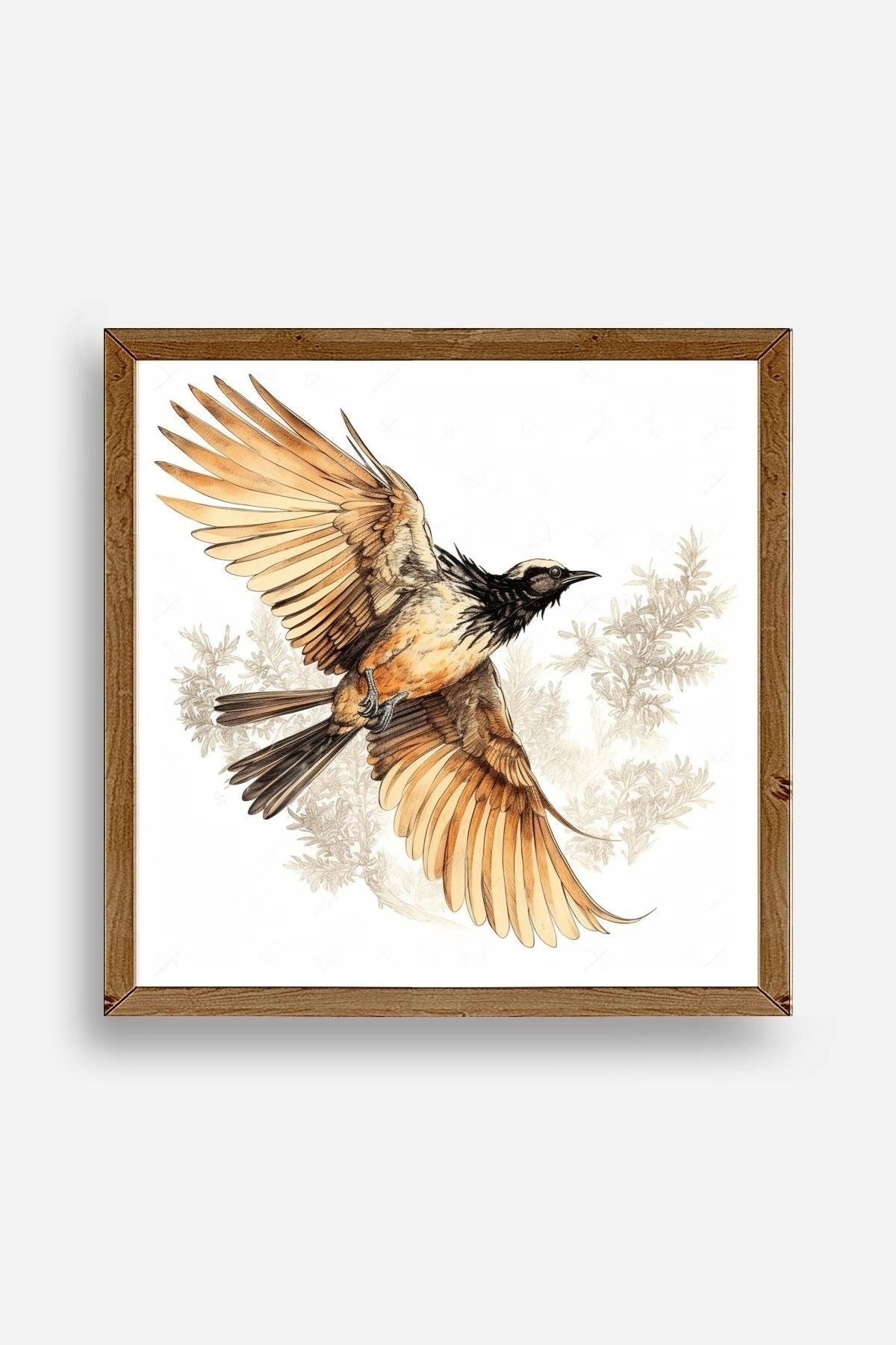 Kuş Ahşap Çerçeveli Tablo 42 x 42