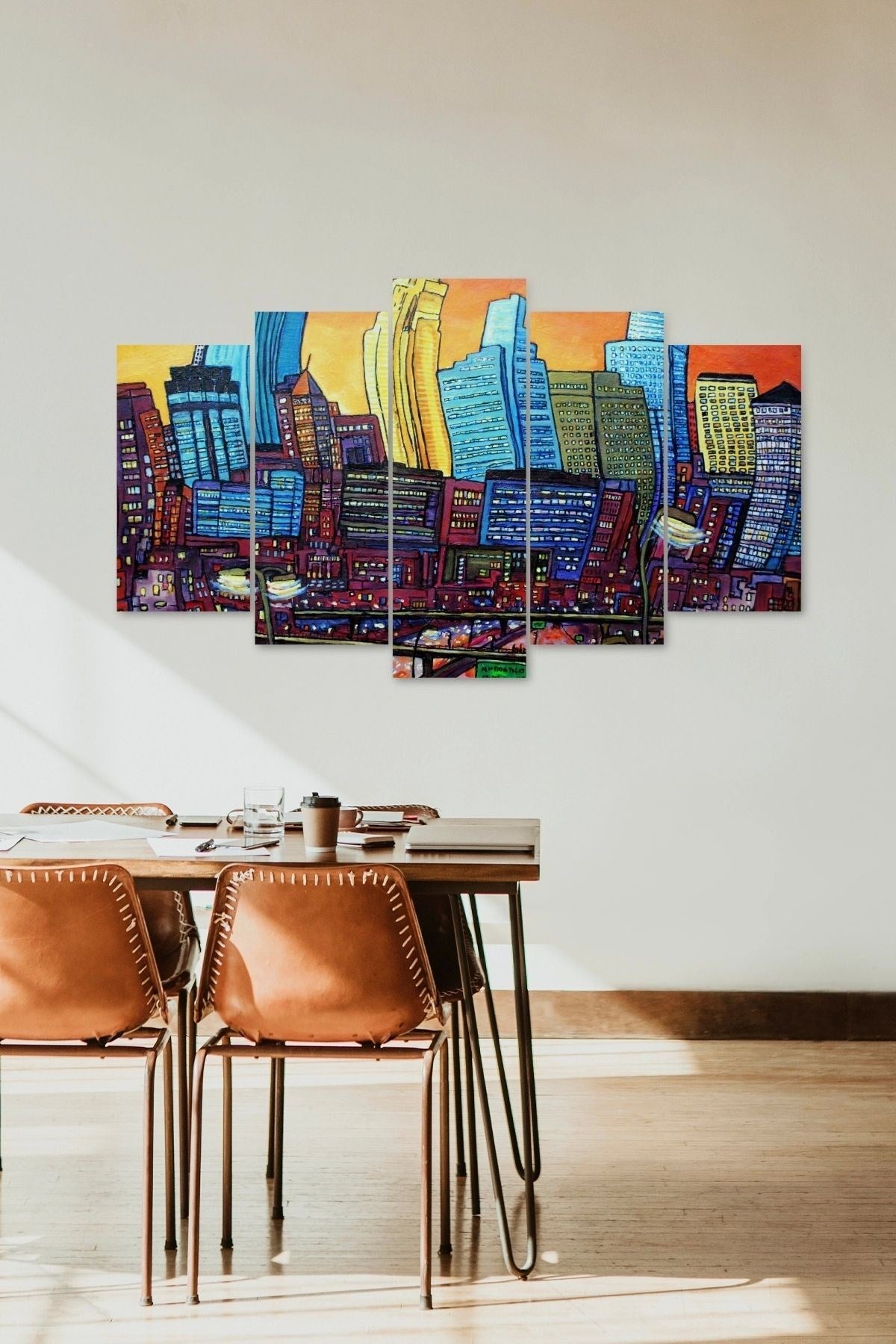 Şehir Manzarası 5 Parçalı Mdf Tablo 60 x 100