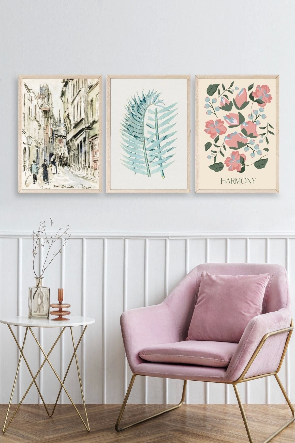 Harmony Üçlü Ahşap Çerçeveli Tablo 40 x 60