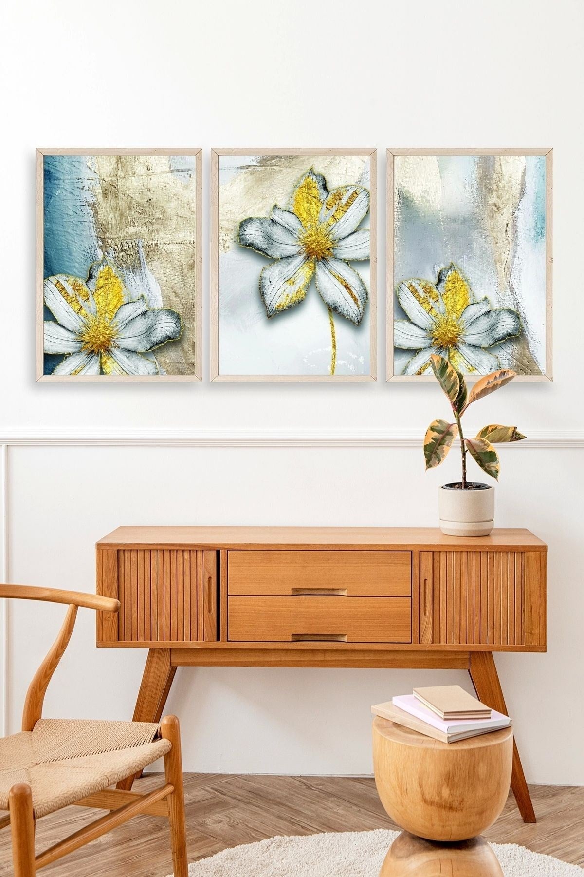 Çiçekler Ahşap Çerçeveli Tablo 17 x 23