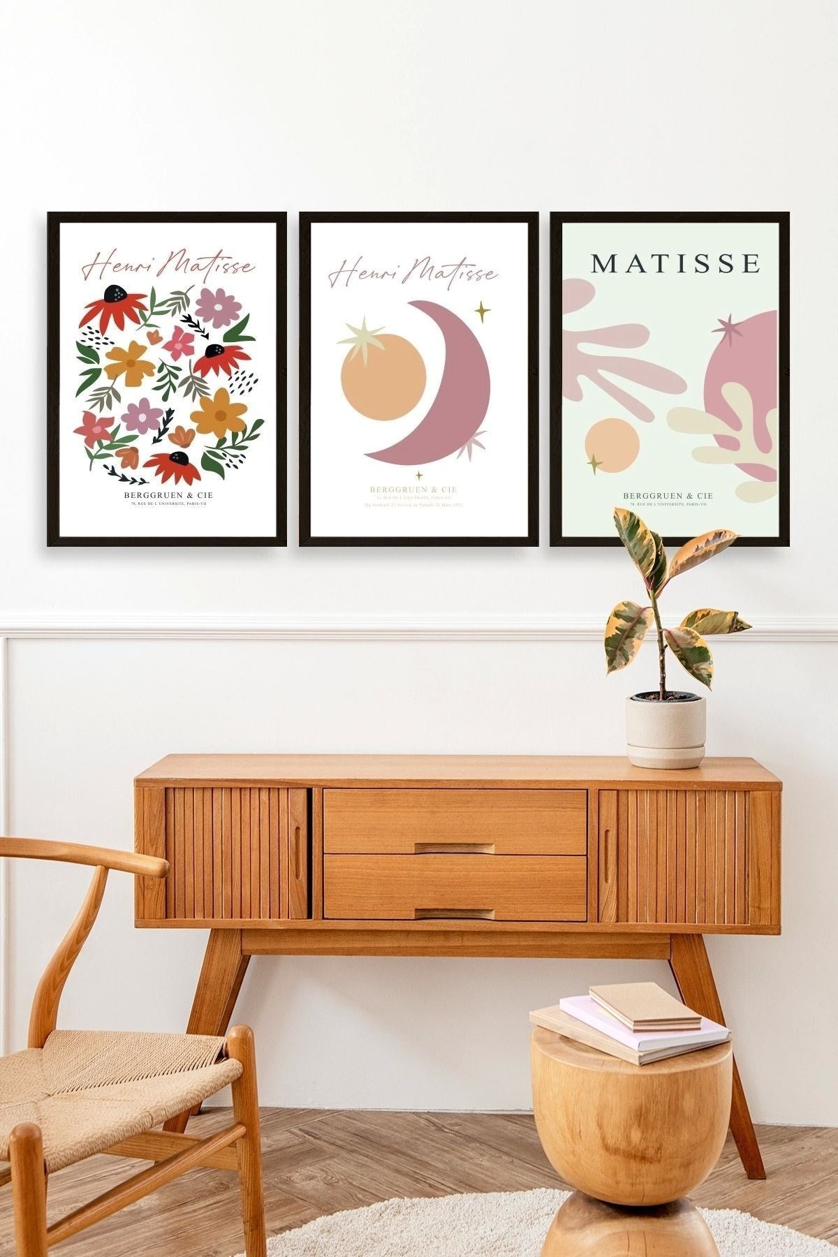 Matisse Üçlü Ahşap Çerçeveli Tablo 30 x 40