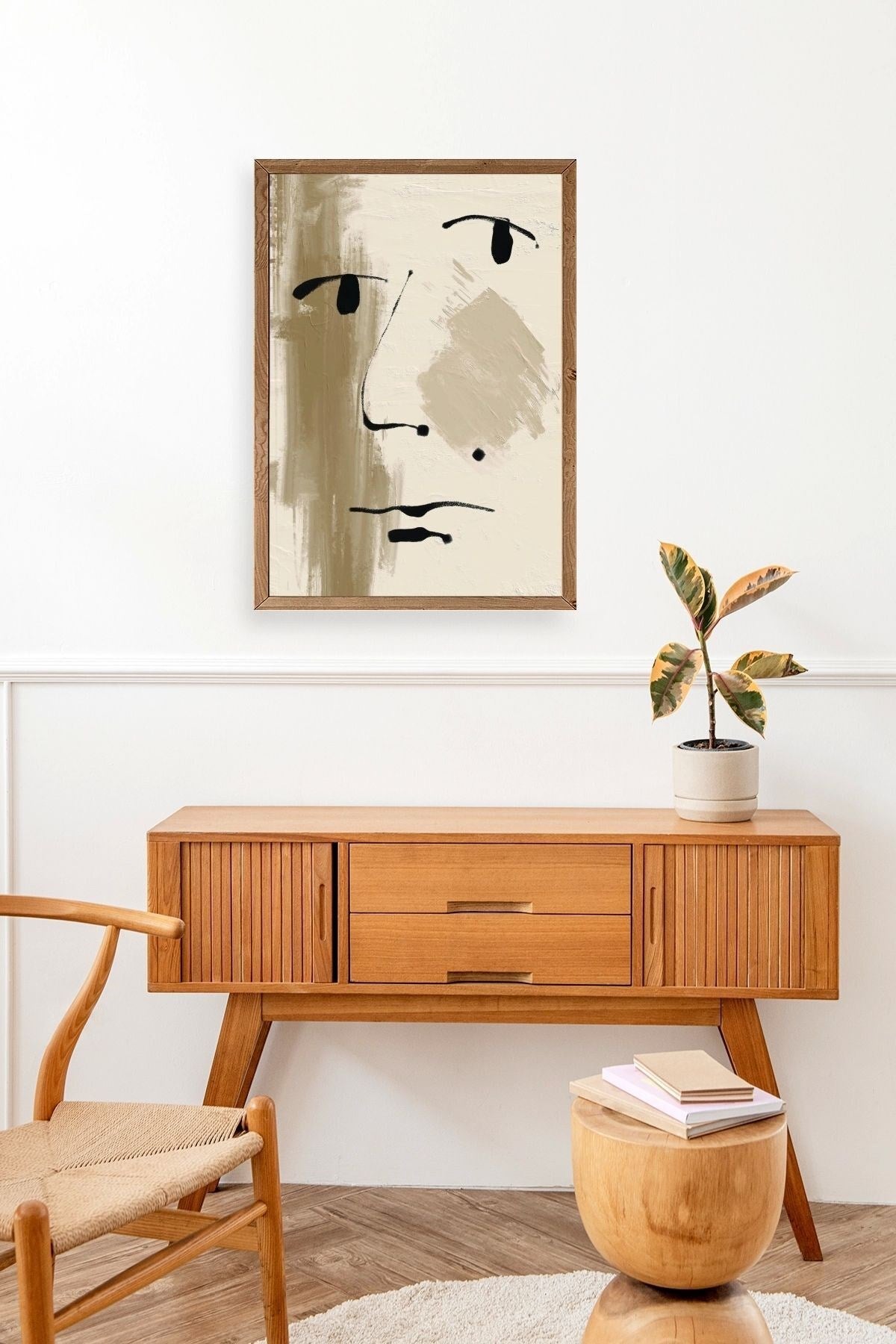 Soyut Yüz Ahşap Çerçeveli Tablo 50 x 70