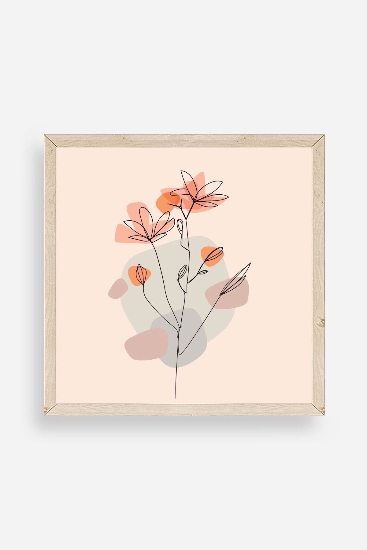 Çiçek Ahşap Çerçeveli Tablo 50 x 50