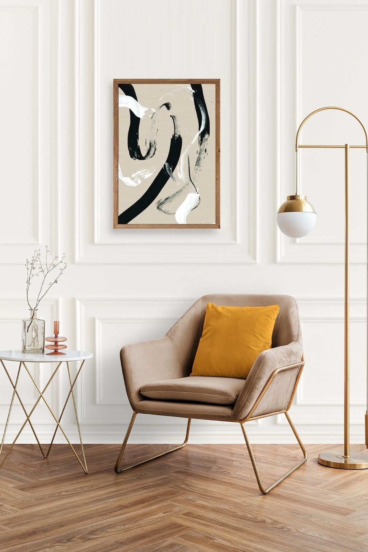 Soyut Ahşap Çerçeveli Tablo 30 x 42