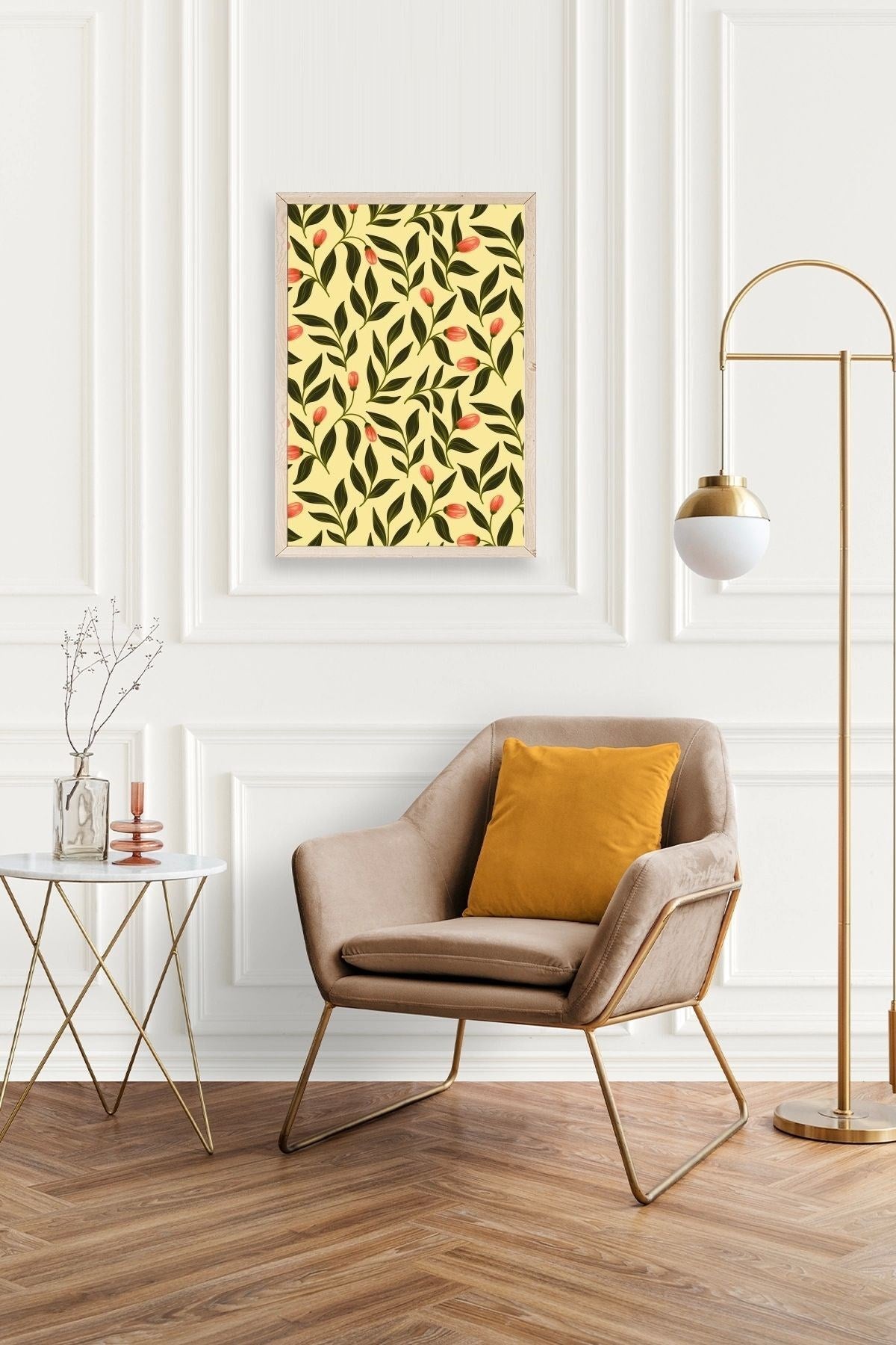 Yapraklar Ahşap Çerçeveli Tablo 23 x 30