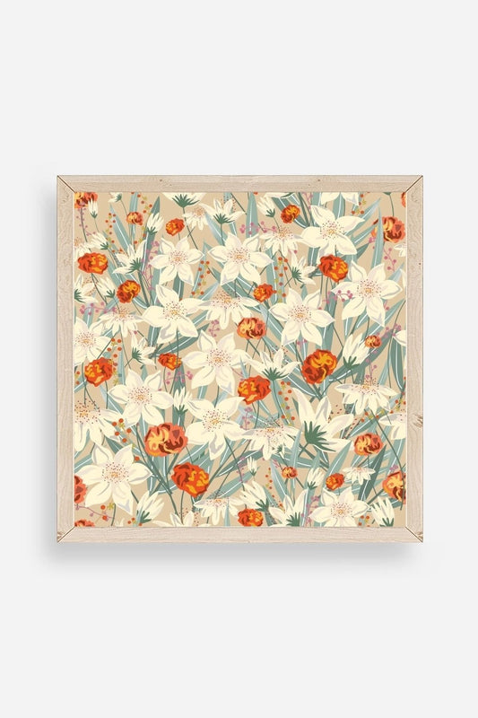 Çiçek Ahşap Çerçeveli Tablo 42 x 42