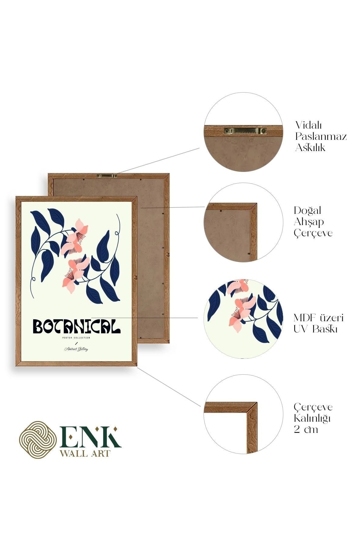 Botanik Üçlü Ahşap Çerçeveli Tablo 40 x 60