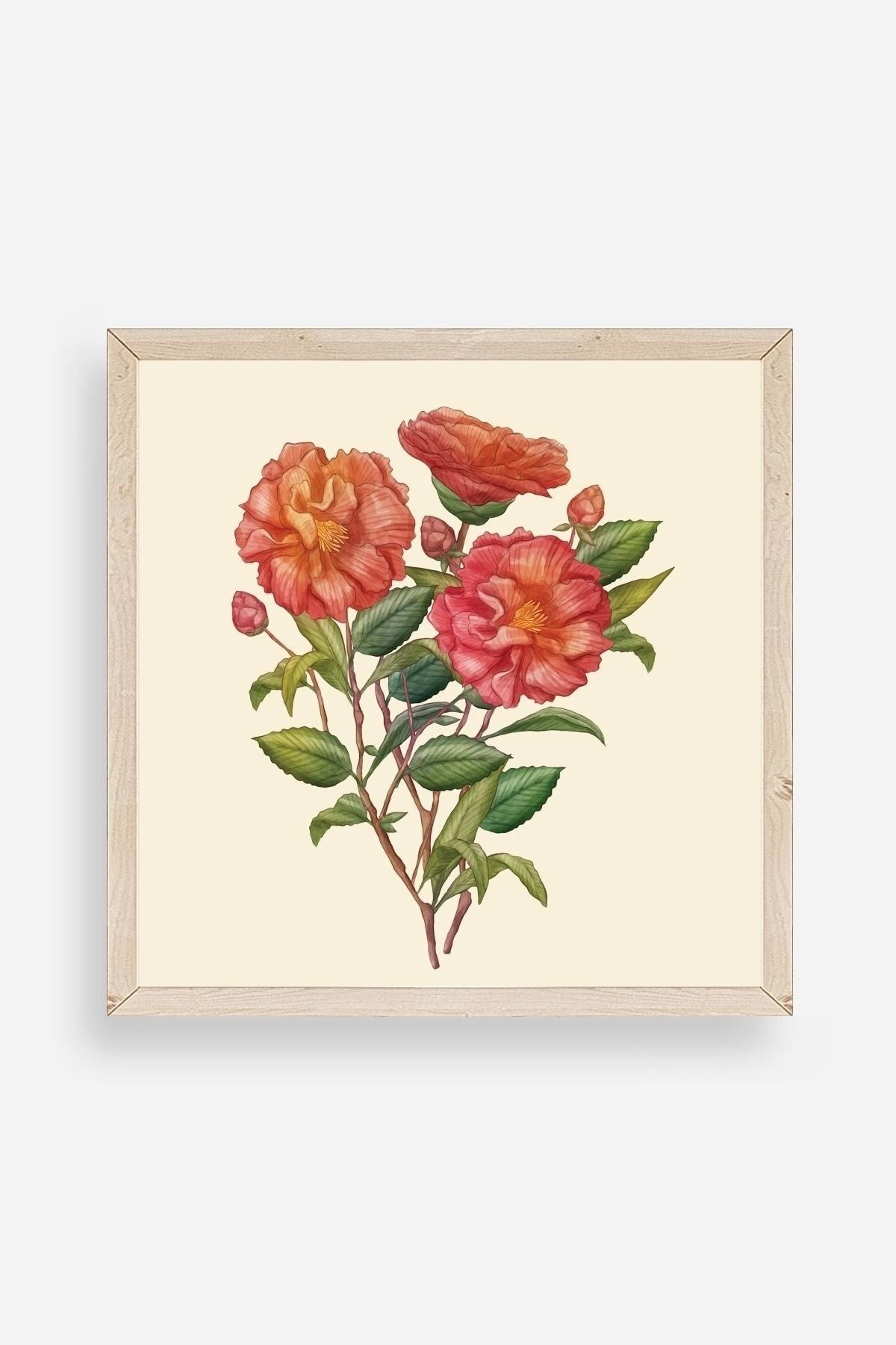 Çiçek Ahşap Çerçeveli Tablo 50 x 50