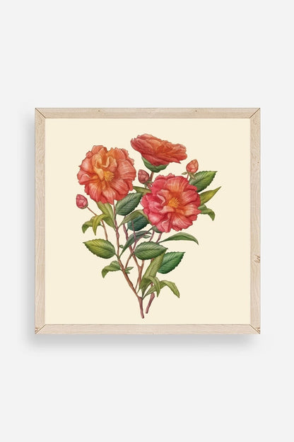 Çiçek Ahşap Çerçeveli Tablo 50 x 50