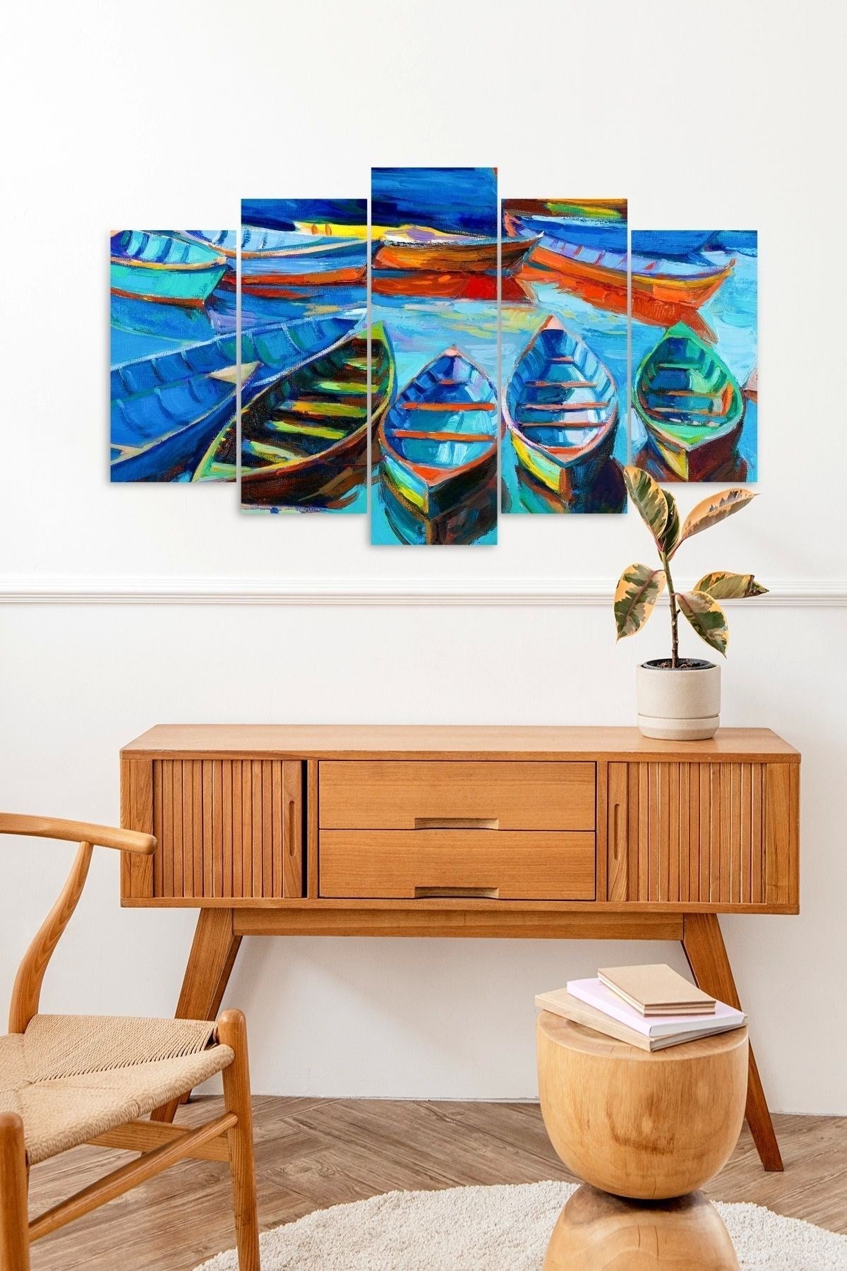 Deniz Manzarası 5 Parçalı Mdf Tablo 60 x 100