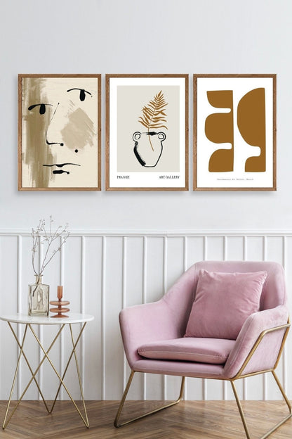 Modern Üçlü Ahşap Çerçeveli Tablo 40 x 60