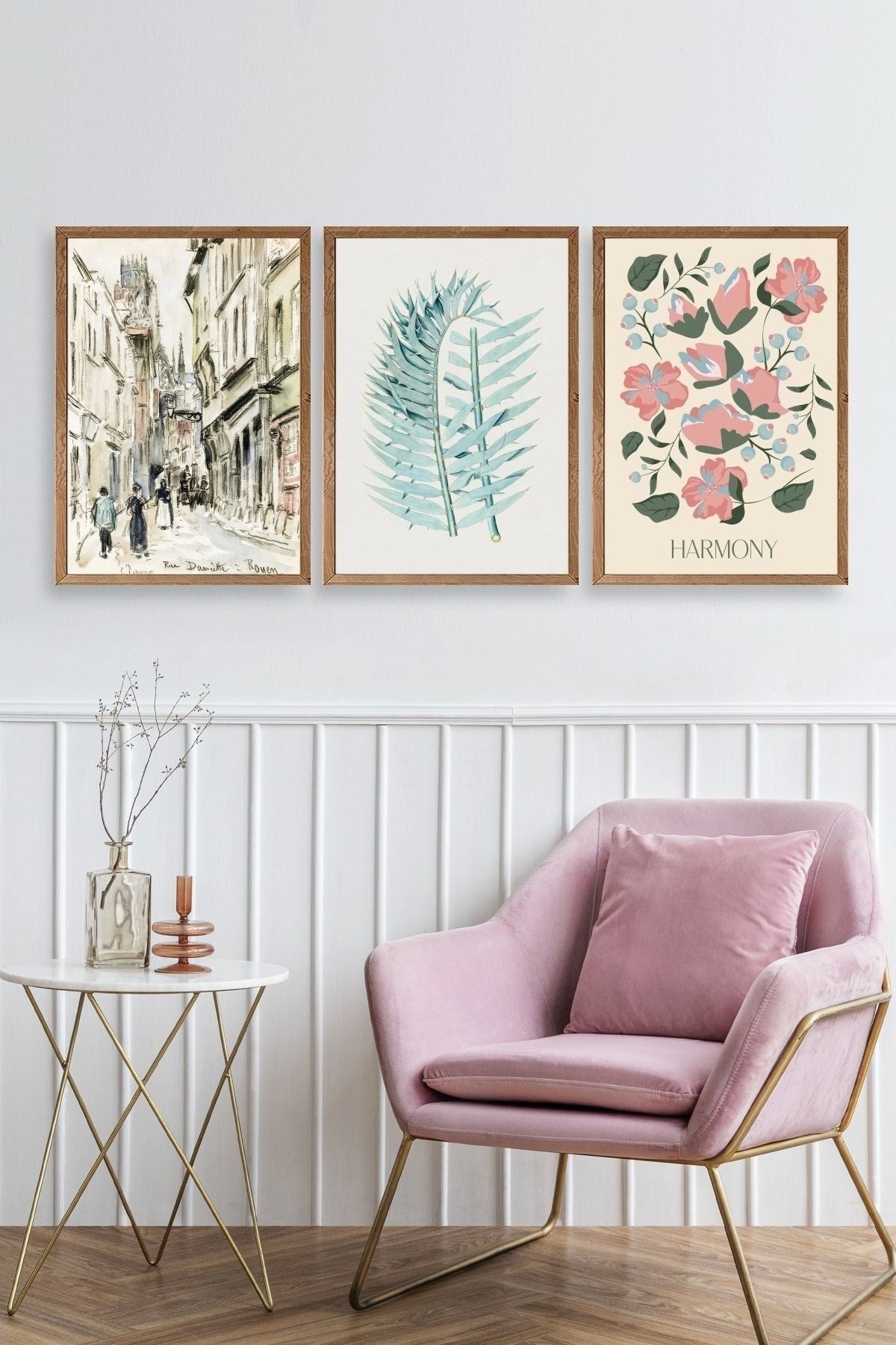 Harmony Üçlü Ahşap Çerçeveli Tablo 30 x 40